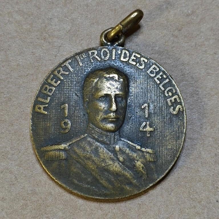 Medaille Albert I koning Der Belgen 1914 WWI, Ophalen of Verzenden, Brons
