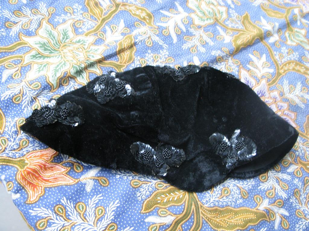 authentiek vintage twenties zwart fluwelen mutsje pailettes, Kleding | Heren, Mutsen, Sjaals en Handschoenen, Zo goed als nieuw