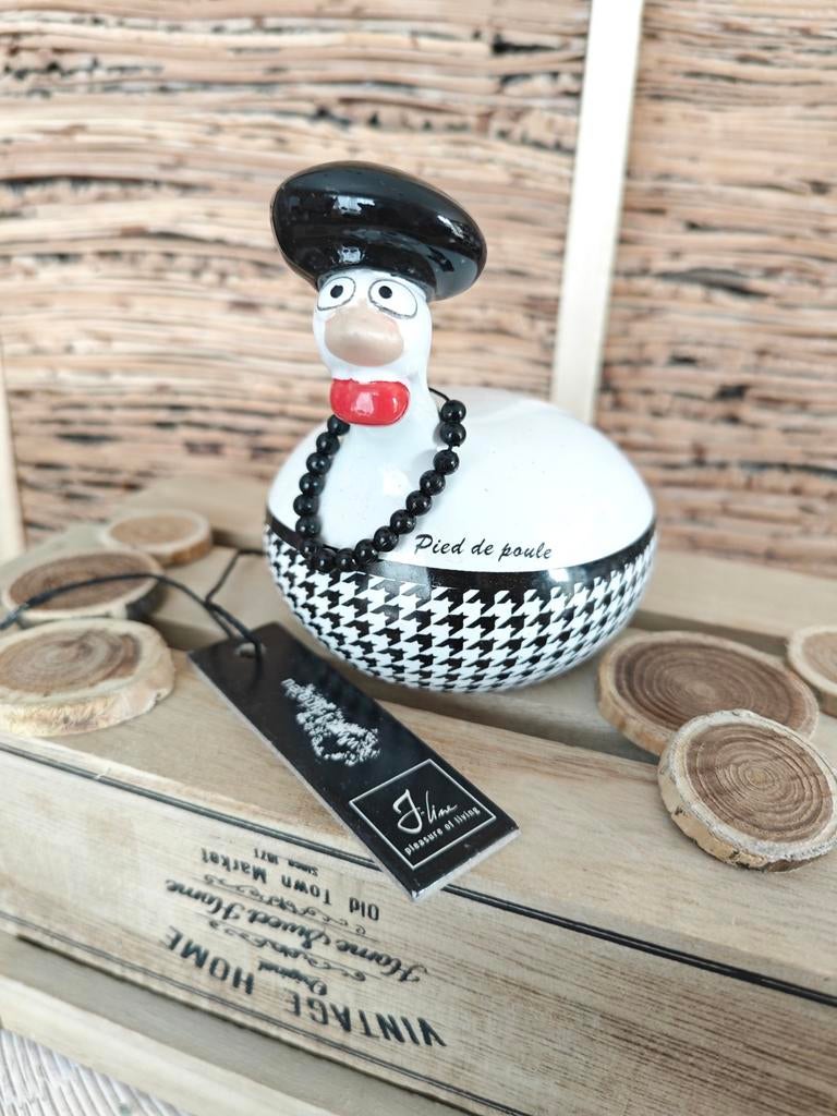 J Line - Petite Poule Pied de Poule Céramique, Maison & Meubles, Accessoires pour la Maison | Autre, Enlèvement ou Envoi