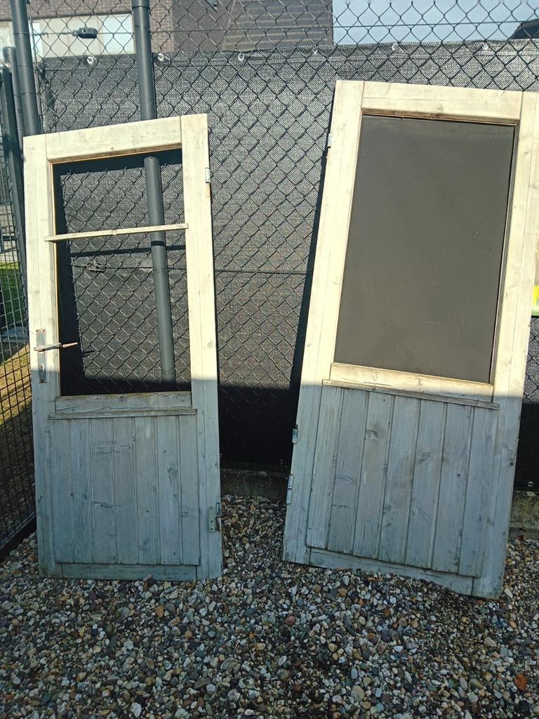Dubbele houten deur zonder glas, Tuin en Terras, Tuinhuizen, Ophalen