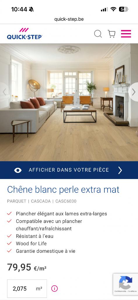 Parquet Chêne blanc perle extra mat de la marque Quick Step, Neuf, Parquet, Enlèvement, Blanc