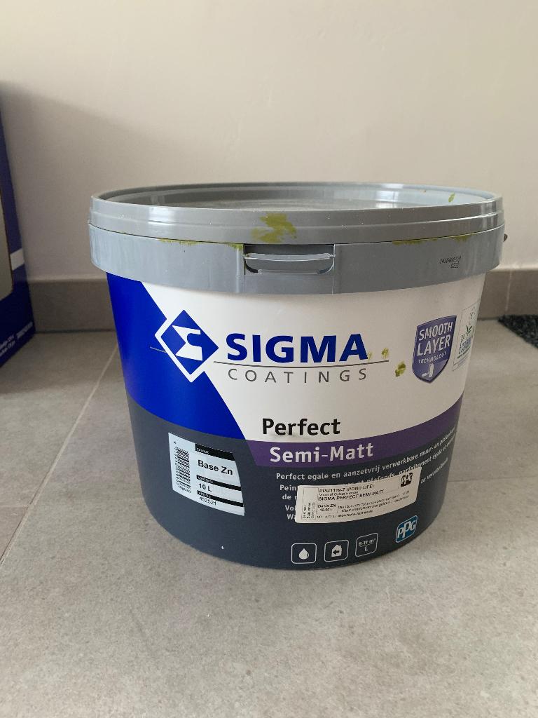 Muurverf olijfgroen 10L (bijna vol) Semi-Matt, Doe-het-zelf en Bouw, Ophalen, 5 tot 10 liter, Groen, Verf