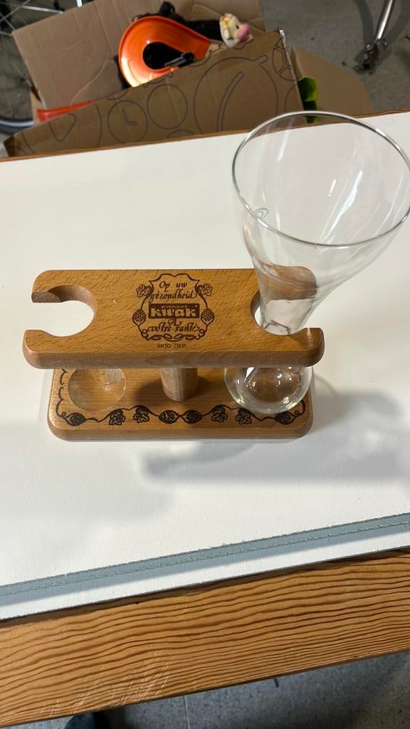 Glas en houder kwak, Verzamelen, Ophalen, Gebruikt, Bierglas