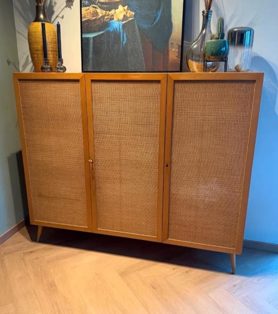 Rotan dressoir - design kast, Ophalen, 150 tot 200 cm, Modern, Japandi of boho, rotan, midcentury, 25 tot 50 cm