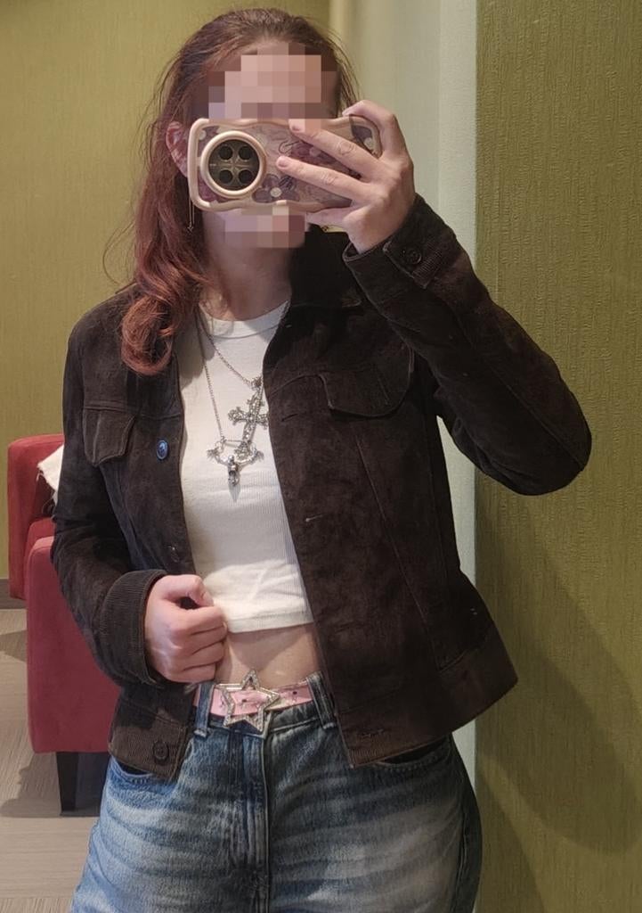 ARMA Suede Trucker Jasje - Bruin - Maat 38, Kleding | Dames, Bruin, Zo goed als nieuw, ARMA, Ophalen