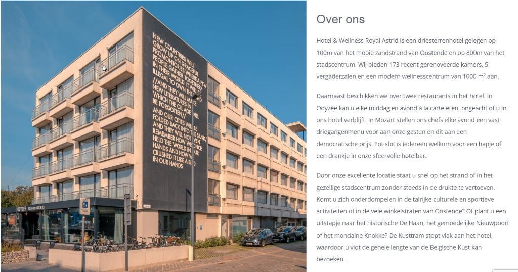 Overname reservering hotel kamer Royal Astrid, Tv, Aan zee, 2 personen, Antwerpen of Vlaanderen