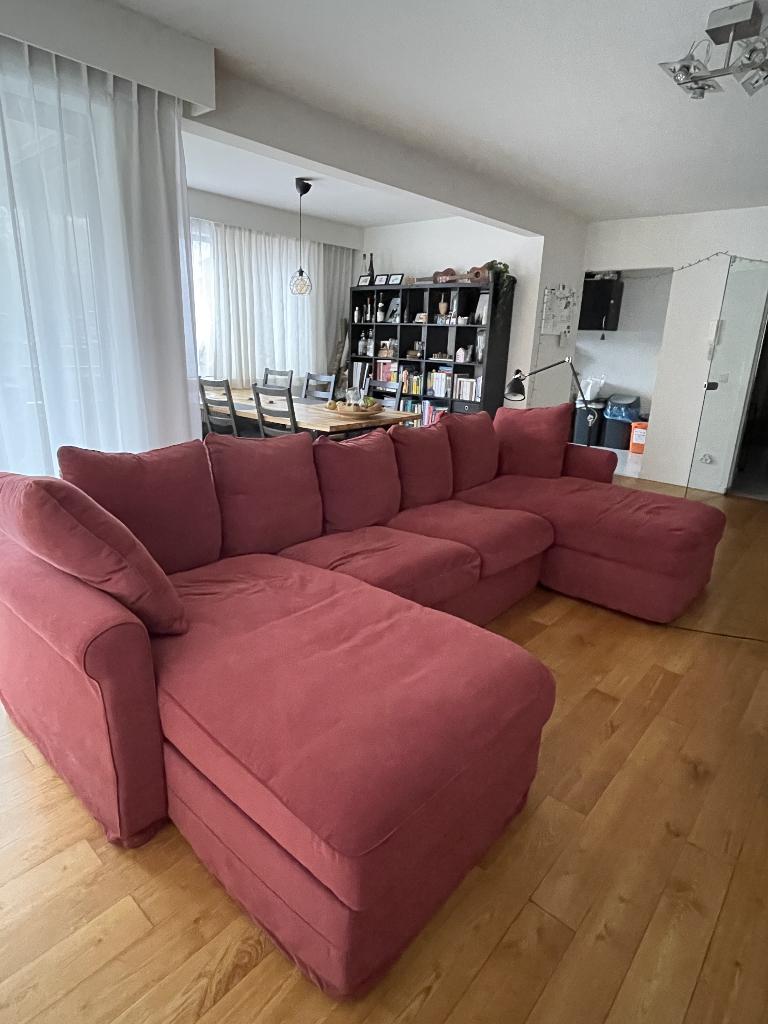 Canapé GRONLID 4 places + double méridienne rouge, 75 à 100 cm, 300 cm ou plus, Quatre personnes ou plus, Banc droit