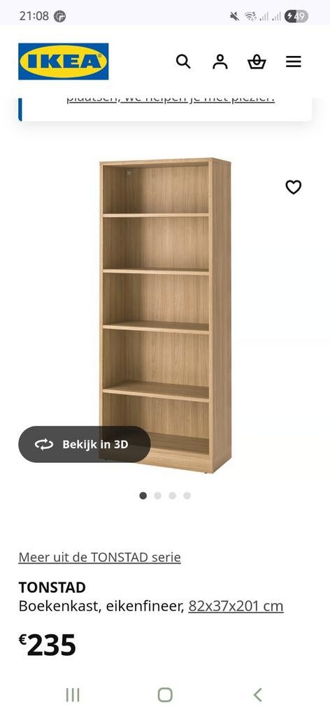 Ikea boekenkast Tonstad, Ophalen
