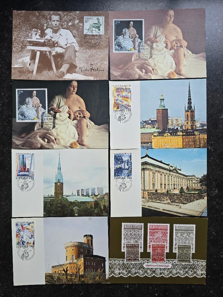 Zweden 24 maximumkaarten + 3 andere, Postzegels en Munten, Ophalen of Verzenden, Zweden, Gestempeld