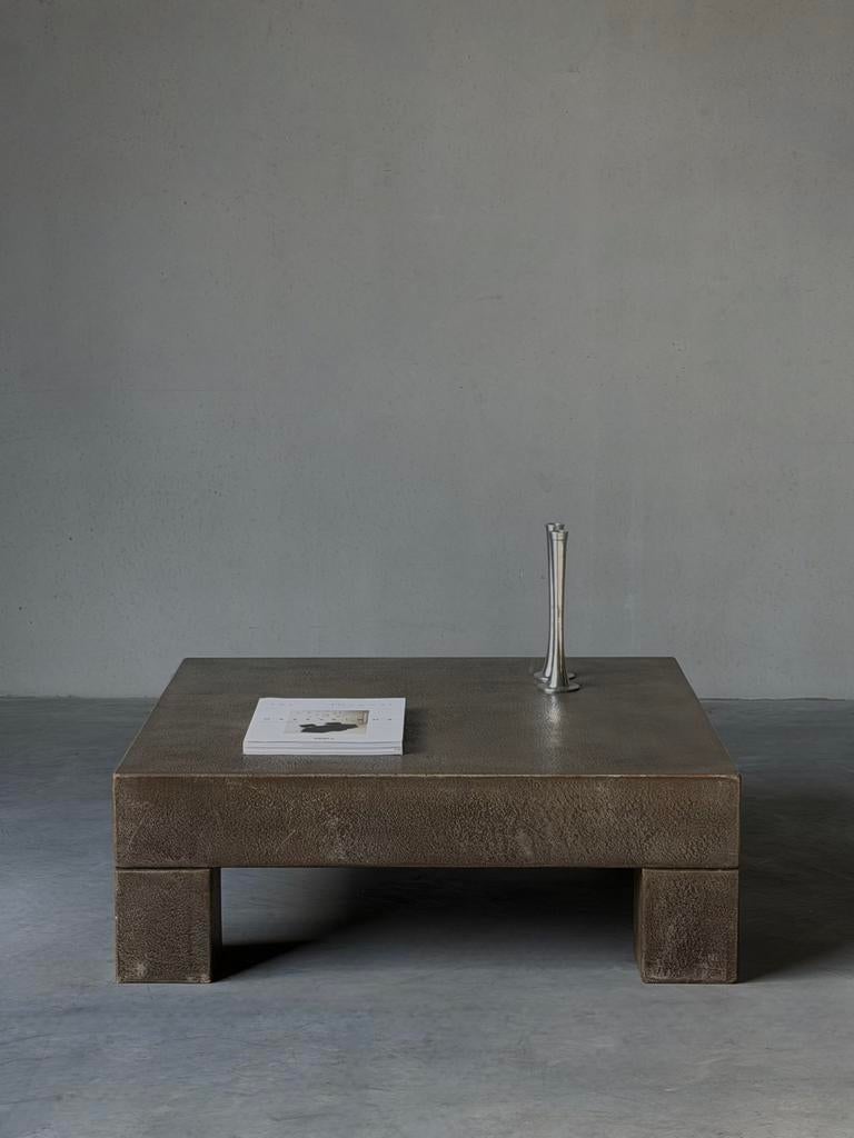 Vintage Brutalist faux brons vierkante salontafel, Ophalen, Zo goed als nieuw