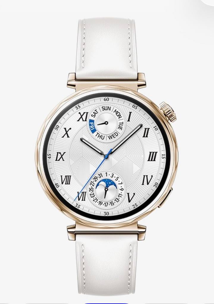 Bracelet en cuir blanc pour HUAWEI SMARTWATCH GT5 41 mm, Étanche, Avancer d'un pas, Enlèvement, Utilisé