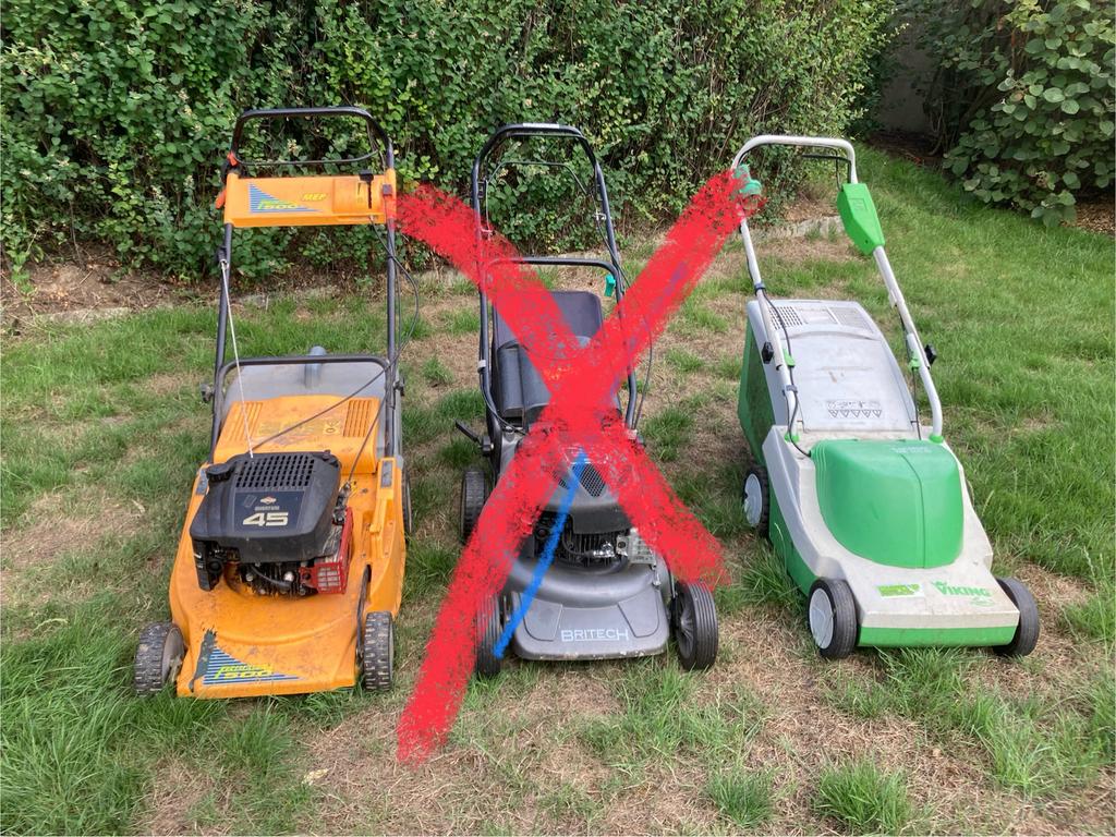 6 grasmaaiers voor onderdelen, Tuin en Terras, Grasmaaiers, Ophalen, Gebruikt, Opvangzak