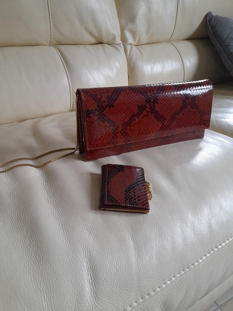 Sac pochette et porte-monnaie en serpent très bon état ., Enlèvement ou Envoi