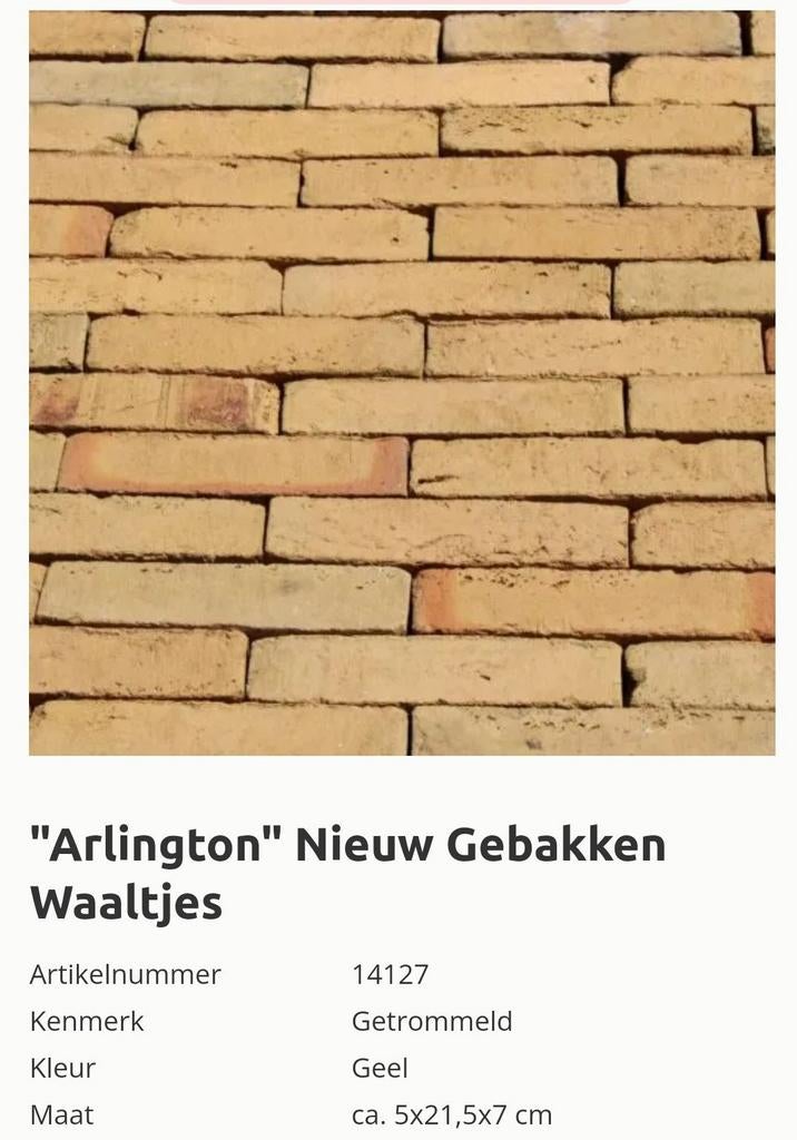 Arlington Nieuw Gebakken Waaltjes Geel ca.5x21,5x7cm, Tuin en Terras, Ophalen