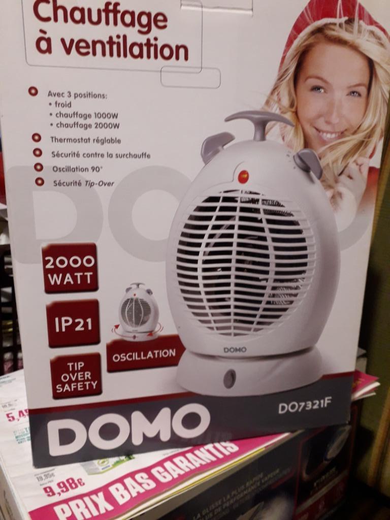 Chauffage électrique à ventilation 1000/2000W, Enlèvement ou Envoi, Comme neuf, Thermostat