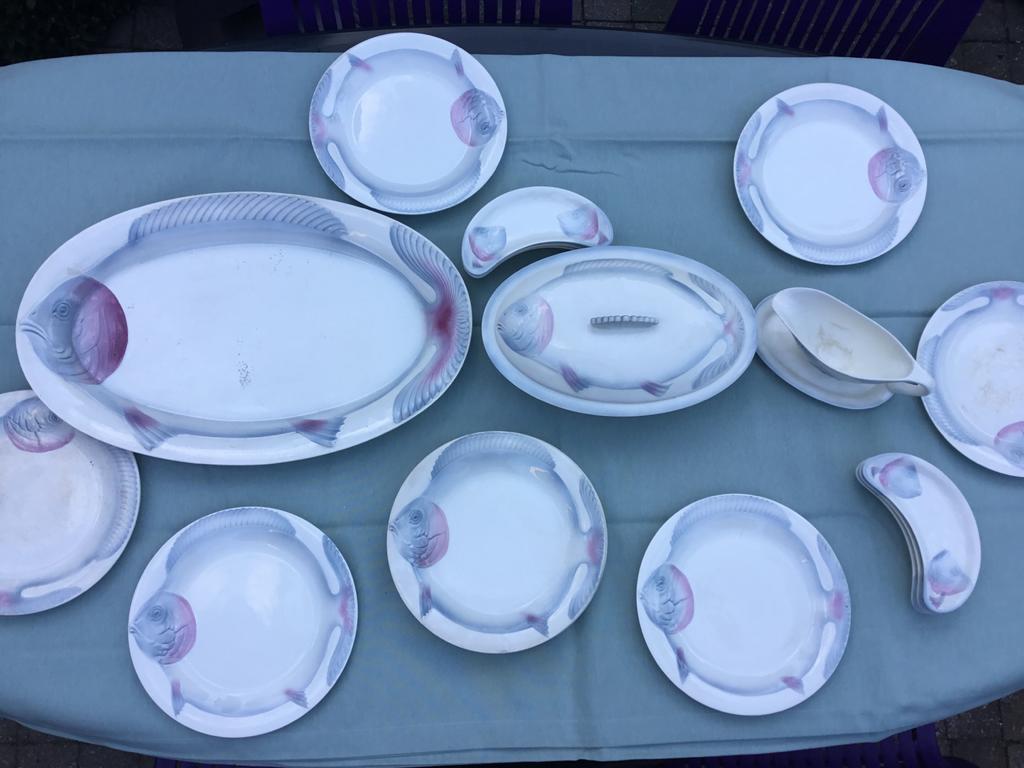 Art Deco servies voor visgerechten, Antiek en Kunst, Antiek | Servies compleet, Ophalen of Verzenden