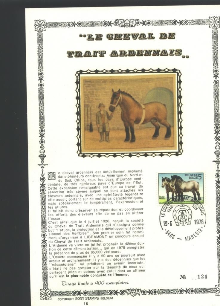 1976 Cheval de trait Ardennais, Envoi