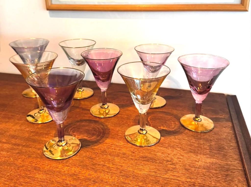 Iriserende olieglazen 8 stuks, Ophalen of Verzenden