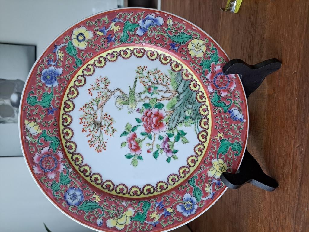 Chinees Handgeschilderd bord, Antiek en Kunst, Ophalen of Verzenden