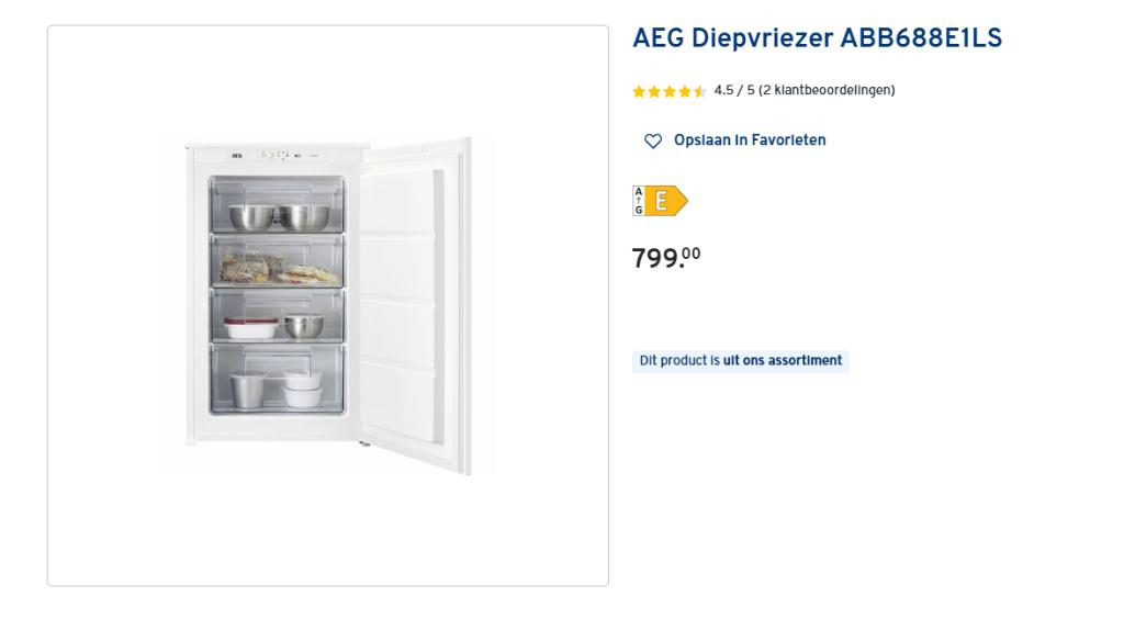 inbouw diepvries, Ophalen, Nieuw, Inbouw