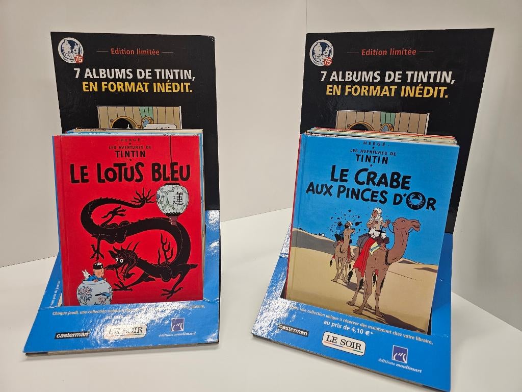 7 albums Tintin casterman Le Soir avec présentoir 150 €, Enlèvement, Tintin, Comme neuf