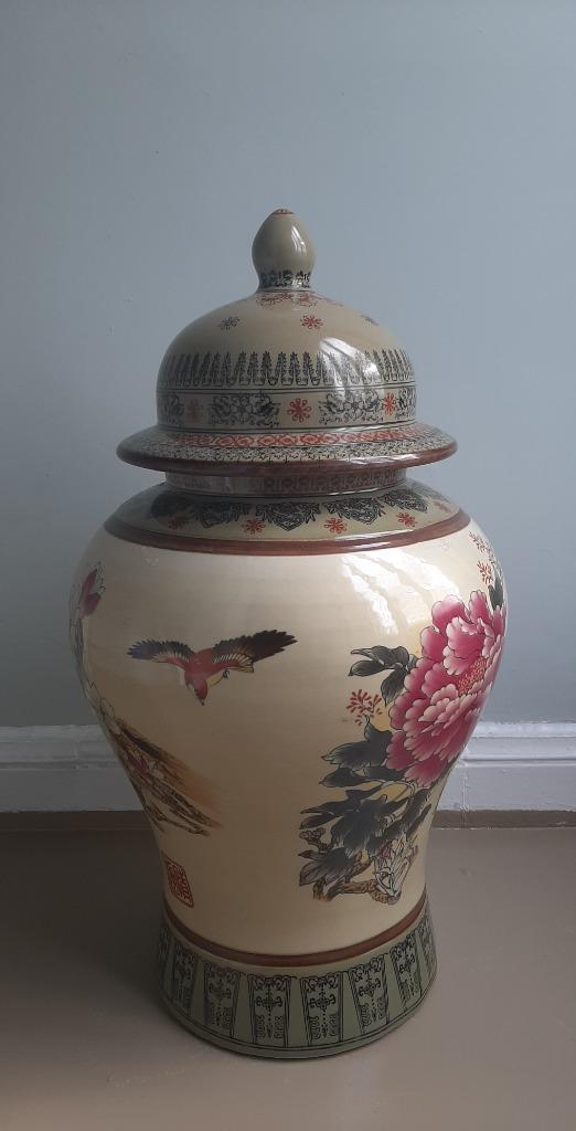 Bocal décoratif et couvercle, Enlèvement, Comme neuf, Poterie ou Porcelaine, 50 à 75 cm