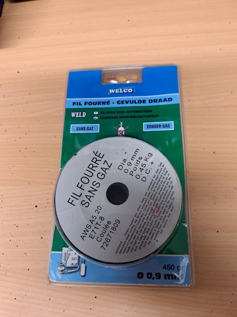 Welco gevulde draad zonder gas 0,9mm 450gr, Bricolage & Construction, Enlèvement ou Envoi
