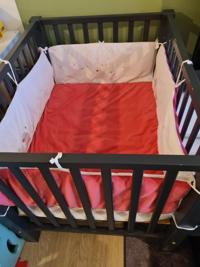 Parc Quax anthracite 2 hauteurs + matelas + (tour), Enfants & Bébés, Enlèvement, Utilisé, Rectangulaire, Réglable en hauteur