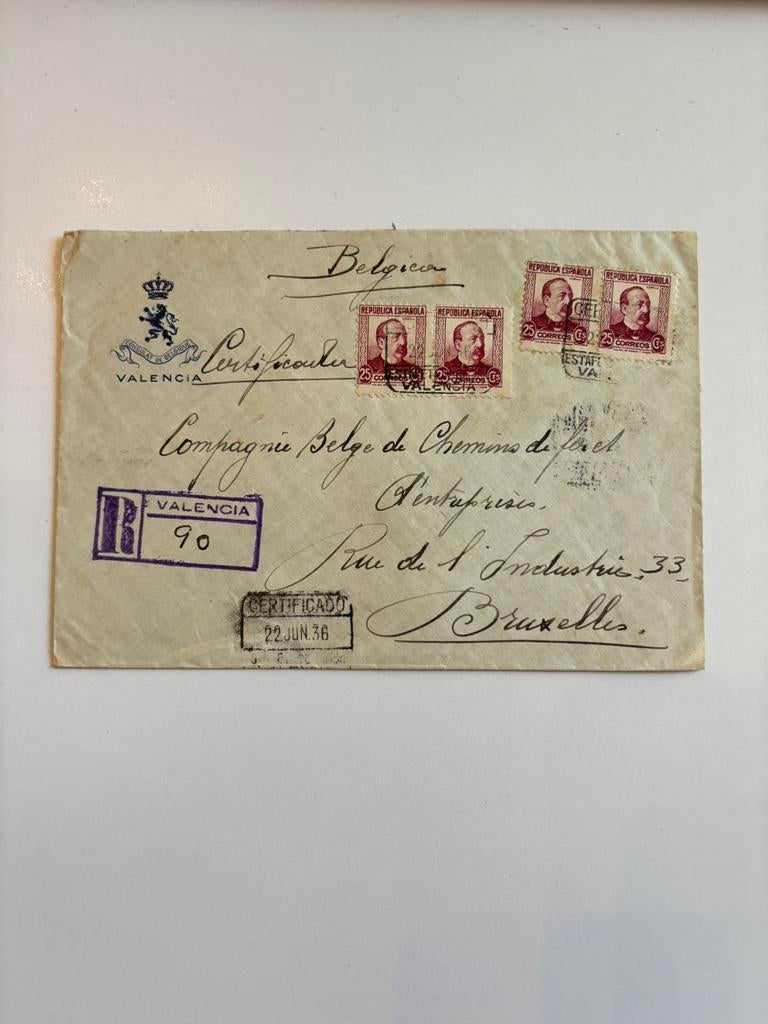 Spaanse  Burgeroorlog Valencia 1936, Ophalen of Verzenden, Brief