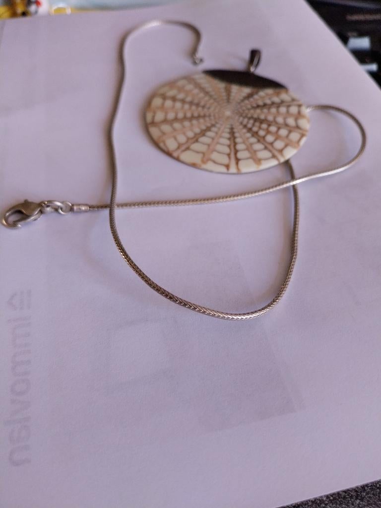 PRACHTIGE VINTAGE PARELMOER HANGER+KETTING VAN 925 ZILVER, Ophalen of Verzenden, Zo goed als nieuw, Kruis of Symbool, Zilver