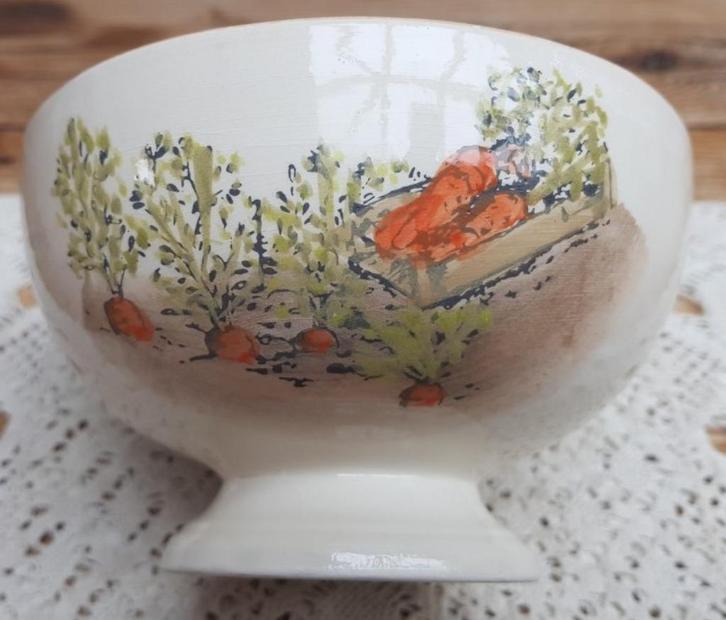 Franse aardewerk spoelkom met worteltjes, Country Corner, Maison & Meubles, Cuisine | Vaisselle, Utilisé, Récipient(s), Autres styles