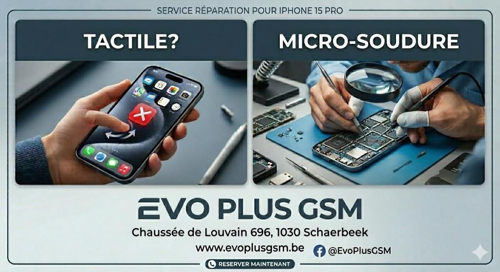 Réparation carte mère iPhone 15 Pro problème tactile, Télécoms, Téléphonie mobile | Accessoires & Pièces, Enlèvement, Apple iPhone