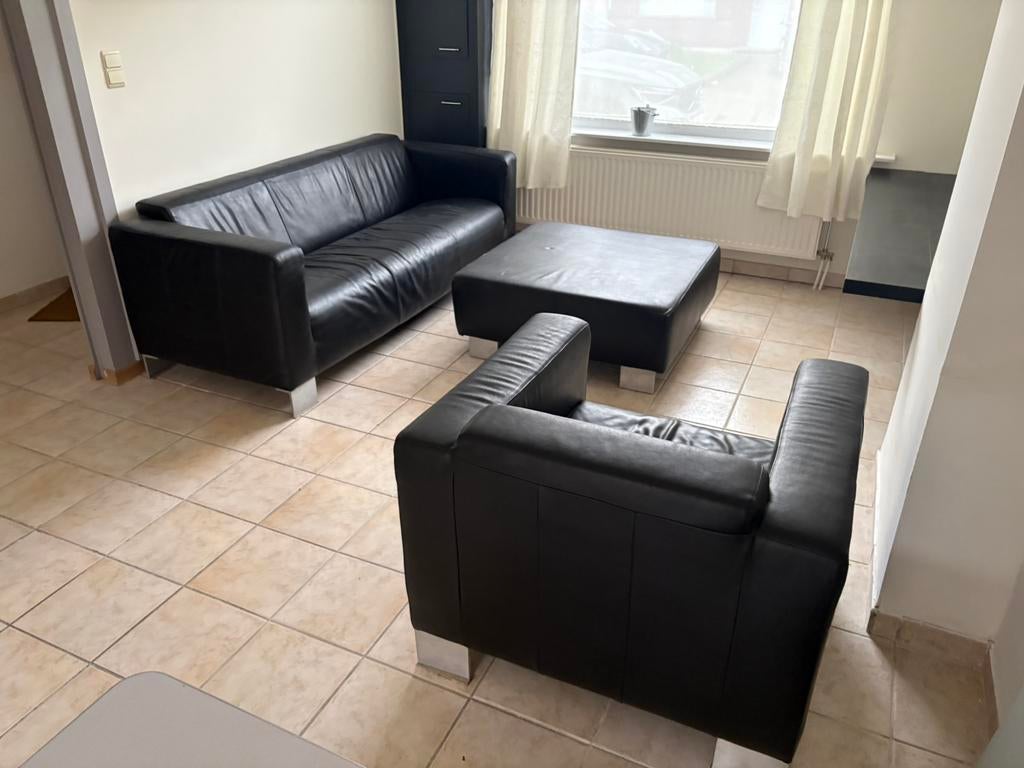 Lederlook salon in goede staat!, Huis en Inrichting, Ophalen, Gebruikt