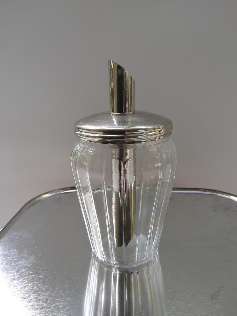 Vintage suikerstrooier " Helly " . Verzilverd deksel., Antiquités & Art, Enlèvement ou Envoi, Argent