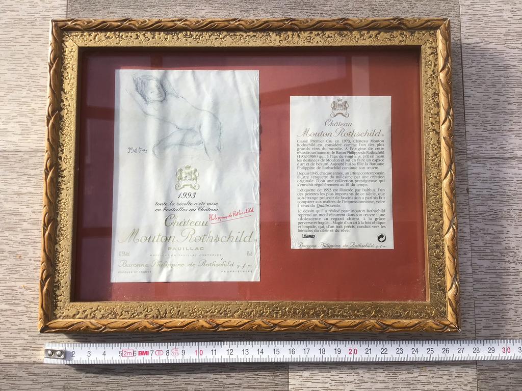 Étiquette vin originale Mouton Rothschild 1993 Balthus, Collections, Enlèvement ou Envoi, Comme neuf