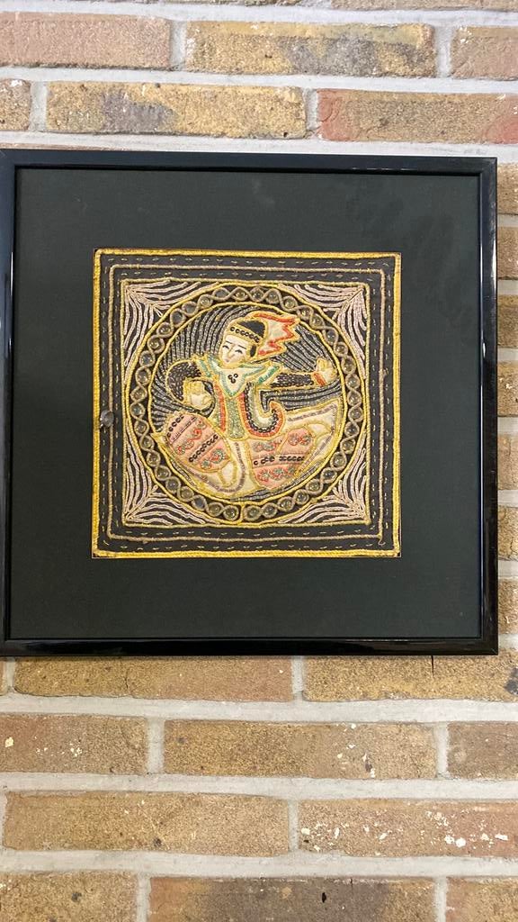 Tapisserie vintage birmane Kalaga avec broderie 2pieces, Enlèvement