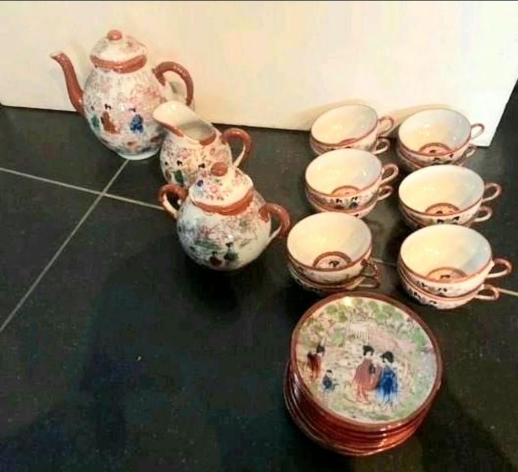 Vintage Japans theeservies in porselein - compleet, Ophalen