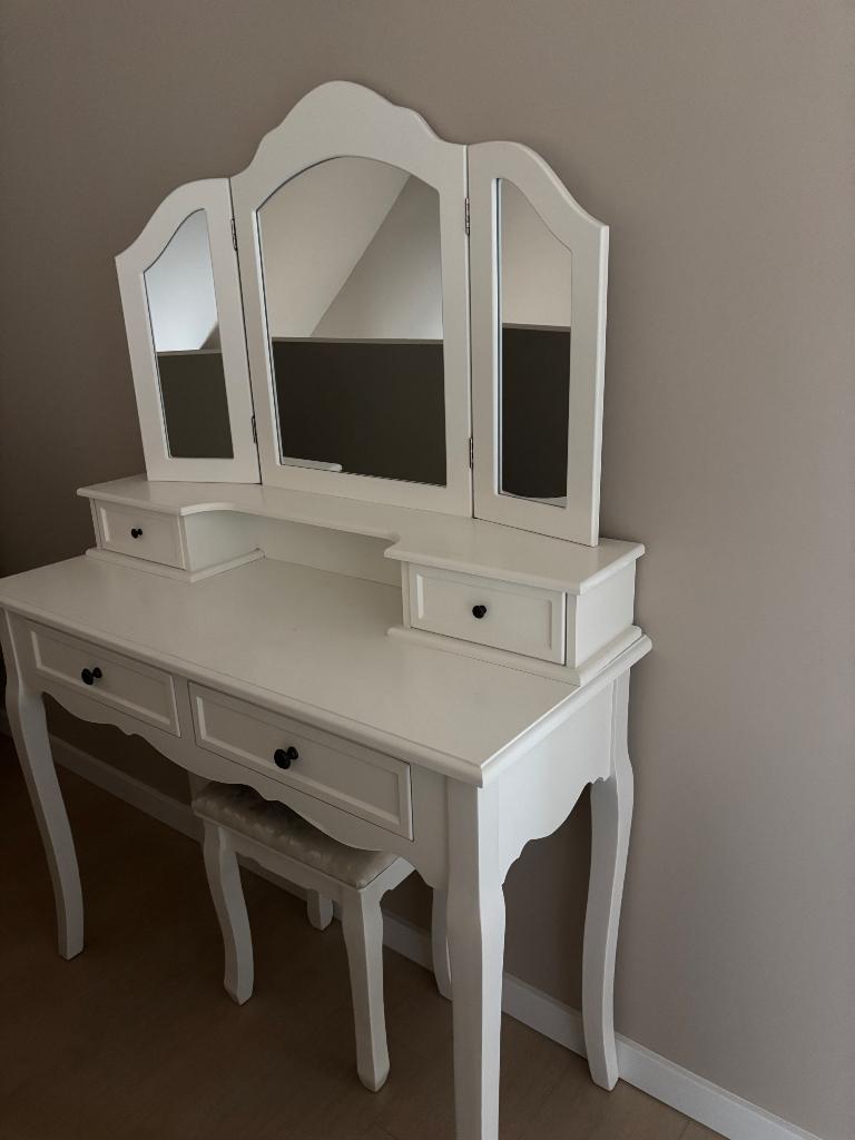 Make-up tafeltje, Huis en Inrichting, Woonaccessoires | Overige, Ophalen, Hout, Wit, Klassiek