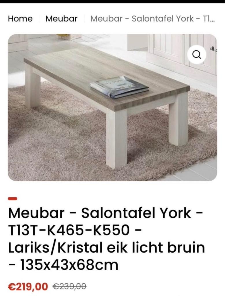 Salontafel York, 100 à 150 cm, Moins de 50 cm, York landelijk, Comme neuf