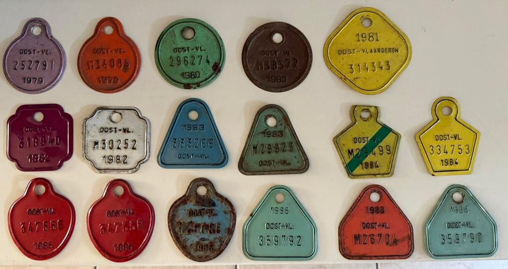 Oude fietsplaten Oost-Vlaanderen, Collections, Rétro, Enlèvement ou Envoi