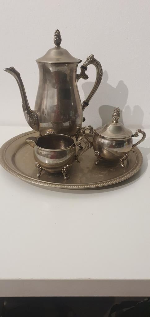 Cafetière en argent avec sucre et pot à lait, Antiquités & Art, Enlèvement, Argent