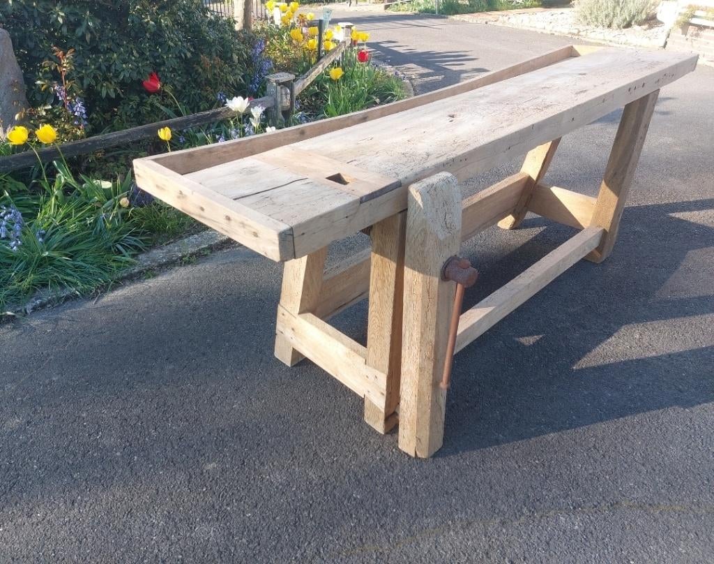 Authentieke werkbank met bankschroef, Doe-het-zelf en Bouw, Werkbanken, Ophalen, Gebruikt, 170 cm of meer, Bankschroef