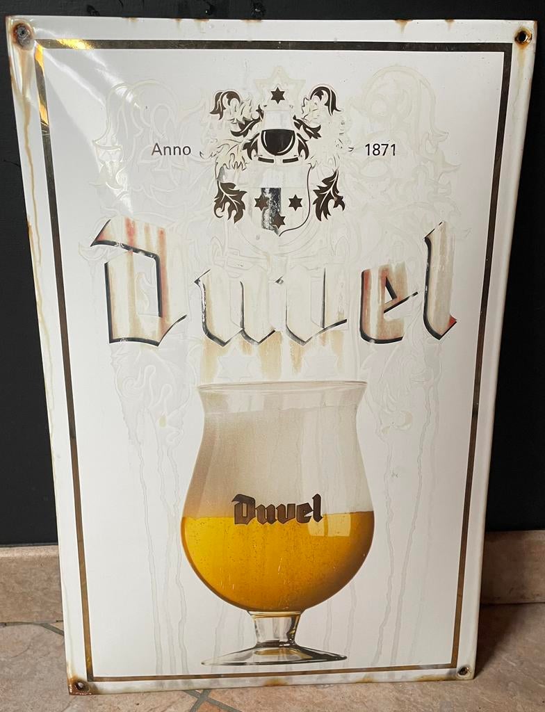 Vintage emaille bord duvel moortgat mancave retro, Ophalen of Verzenden, Zo goed als nieuw