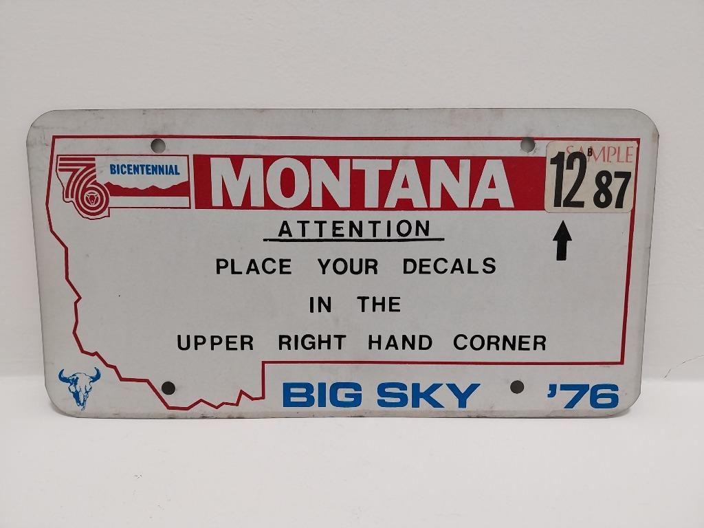 License Plate Sample Motor Vehicle Department Montana U.S.A., Enlèvement ou Envoi