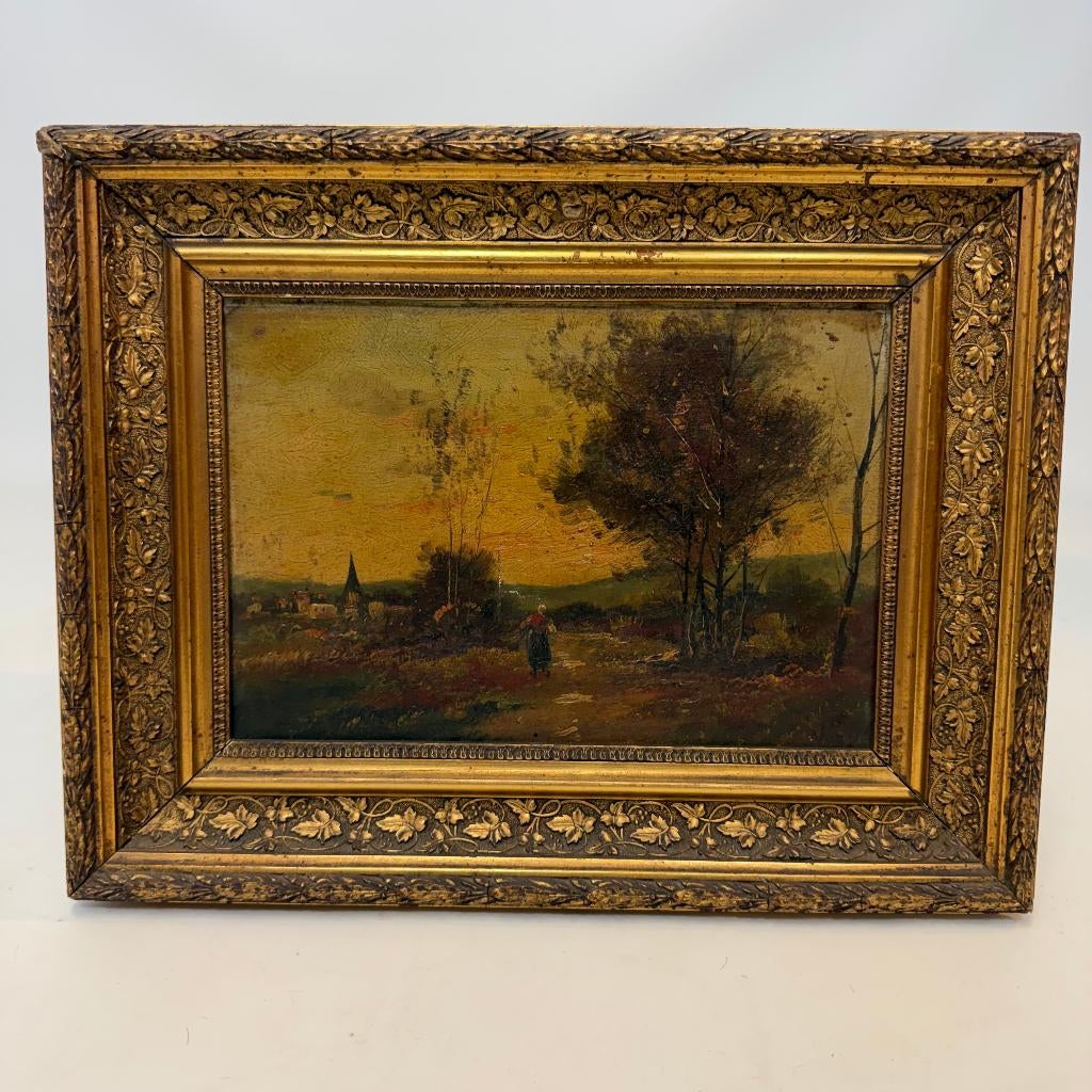 Peinture à l'huile sur toile, paysage rural, Enlèvement ou Envoi