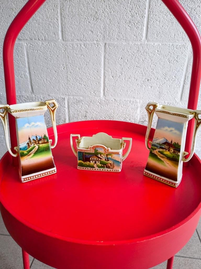 German Jugendstil Gilt Porcelain Vases, Antiek en Kunst, Ophalen