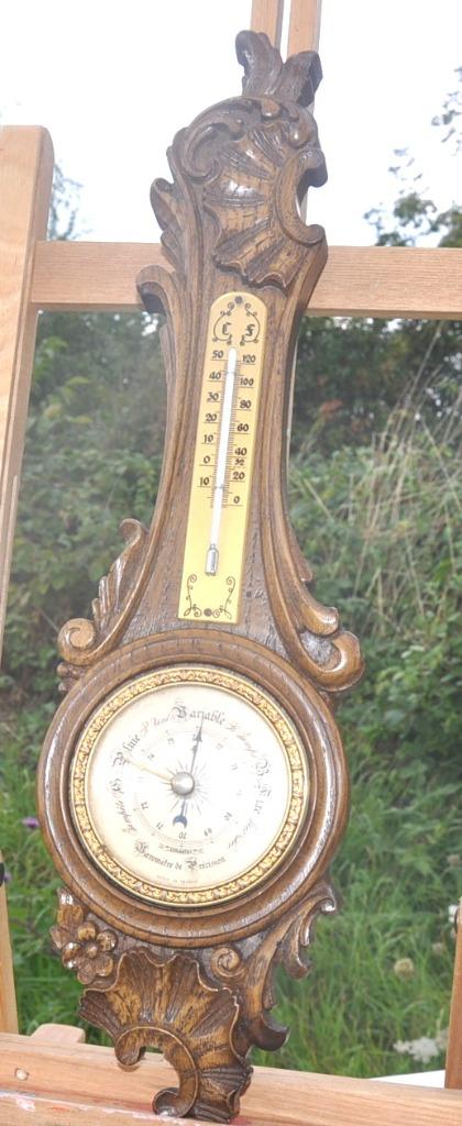 barométre thermomètre murale en chêne sculpté, Antiquités & Art, Enlèvement ou Envoi