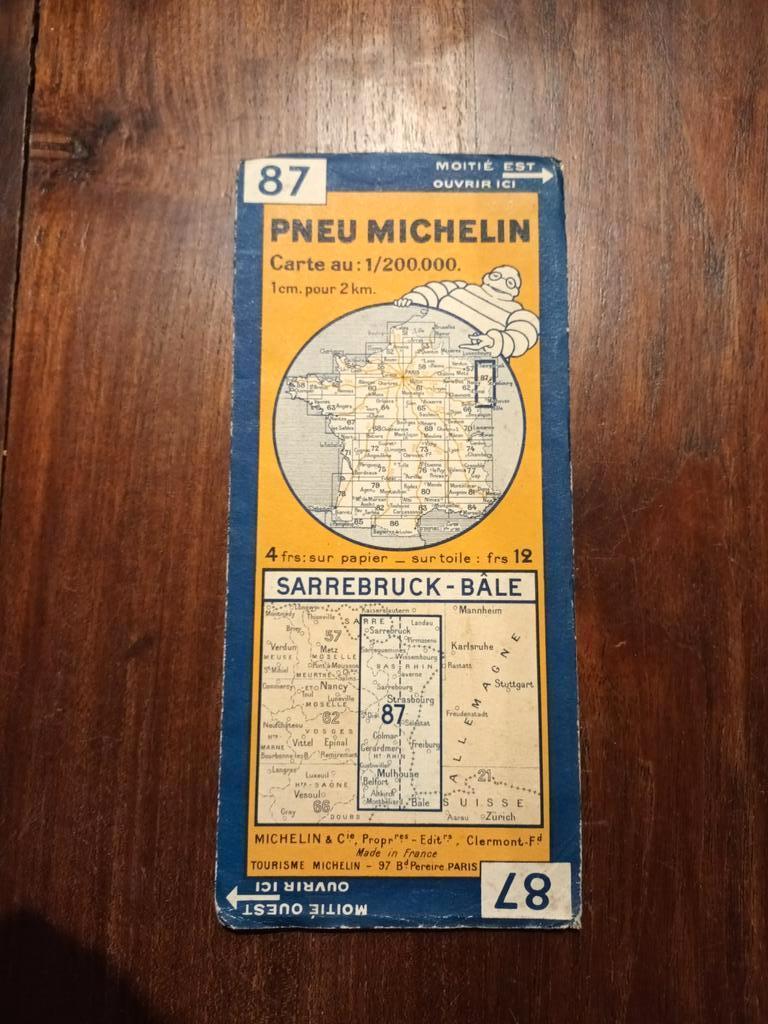 Ancienne carte Michelin 1934 n° 87 Sarrebruck - Bâle, Livres, Atlas & Cartes géographiques, Enlèvement ou Envoi, Michelin, Utilisé