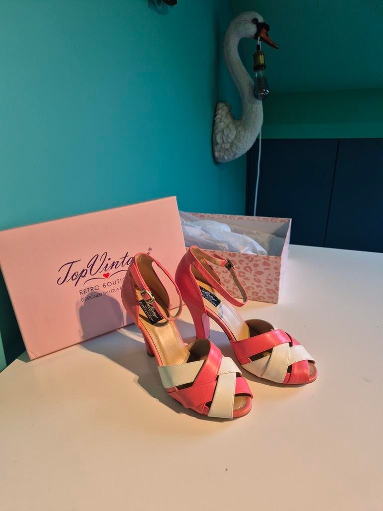Lola ramona x topvintage peeptoe pumps leder maat 39, Ophalen, Pumps