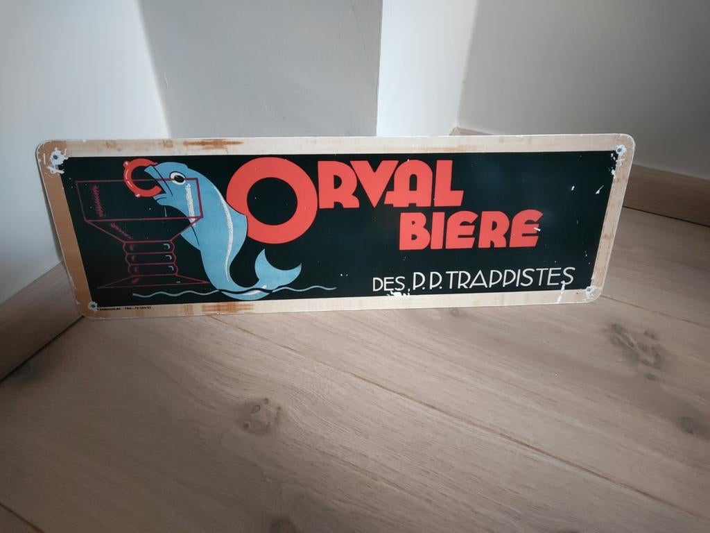 Plaque métallique Orval, Collections, Marques & Objets publicitaires, Enlèvement, Utilisé, Panneau publicitaire